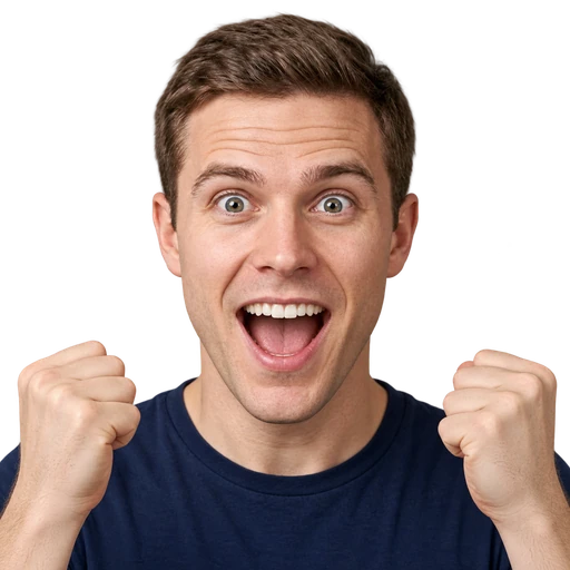 Excited reaction face generated from the same photo