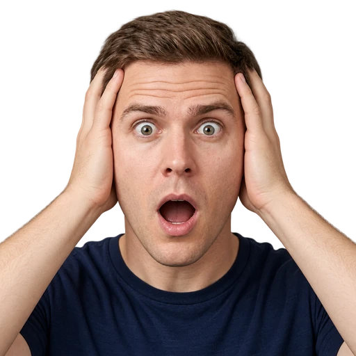 Shocked reaction face generated from the same photo